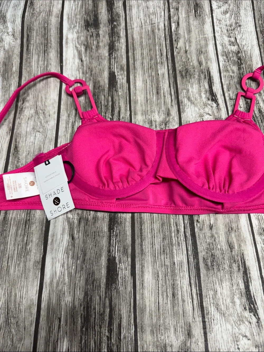 Shade & Shore Women's Hot Pink Swim Top with Ring-Strap Detail
